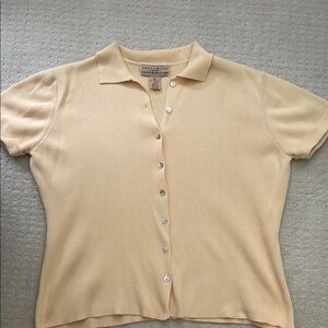 Butter yellow vintage Knit Polo button down